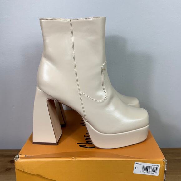 New Chase and Chloe Rayla Platform Boot in Nude Faux Leather Women's Size 11 - Picture 5 of 8